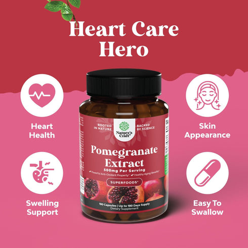 Advanced Antioxidant Superfood Pomegranate Supplement - Natural Pomegranate Extract Polyphenols for Heart Health &