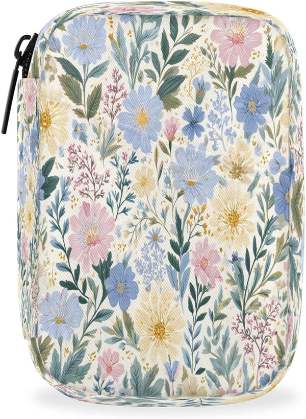 Skerhhux Spring Flowers Art Pill Case Travel Pill Organizer Weekly 7 Day Portable