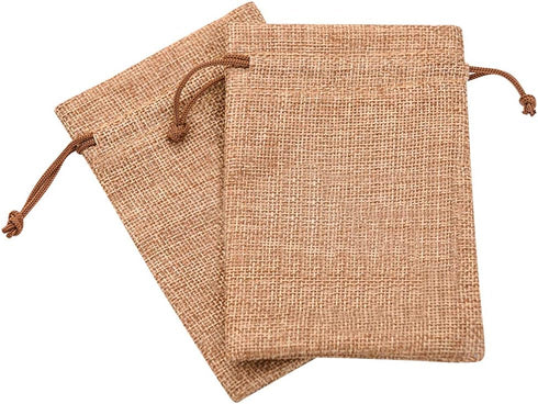 Lucky Monet 25Pcs Burlap Gift Bags, 3” x 4” Coffee Hessian Jute Bags with Drawstring for Party Favors