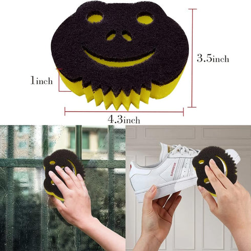 SmilePowo 12 Pack Frog Dual-Sided Multi-Functional Premium Cleaning Sponges – Dishwashing Sponge for Heavy Duty Scouring