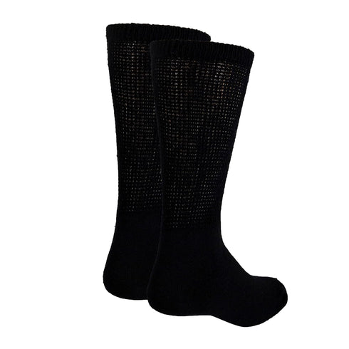 Truform Comfort Crew Diabetic Socks for Men and Women - Mid Calf, Black, Small