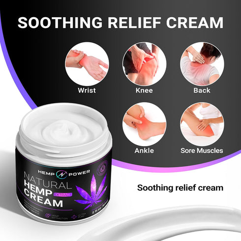 HEMP POWER Joint Muscle Relief Cream with Hemp, Menthol, MSM & Arnica for Back, Muscles, Joints (2 Fl Oz)