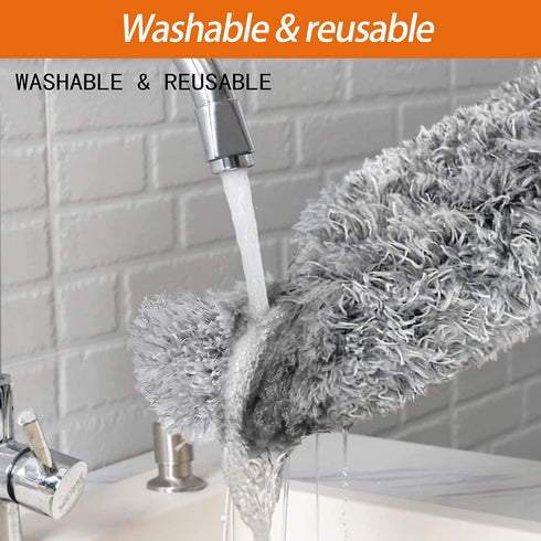 Newliton Microfiber Feather Duster for Cleaning High Ceiling Fans - 30'' to 100'' Telescoping Extension Pole Duster