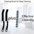 Crevice Cleaning Brush Set, 3 Pcs Hard Bristle Grout and Toilet Brushes for Household Use (Black & Blue)