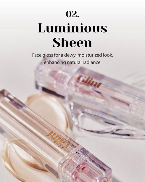 Glint Liquid Gel Highlighter (Dewy Moon, 0.1oz) - Multi-Use Face & Body Gloss for Smooth Glow, Long-Lasting
