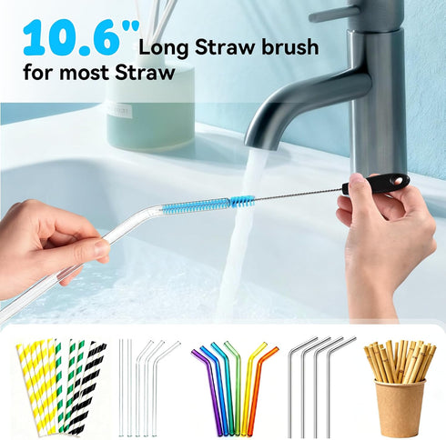 TOOUT Set 3 1 Bottle Brush with Straw Cleaner Brush and in Cup Lid Cleaning Brush, Water Bottle Cleaner with Long