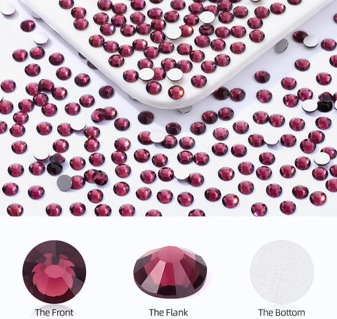 Purple Flatback Rhinestones, Glass Rhinestones for Nail Art and Craft, Loose Crystal Gemstones (SS20, 2880pcs,