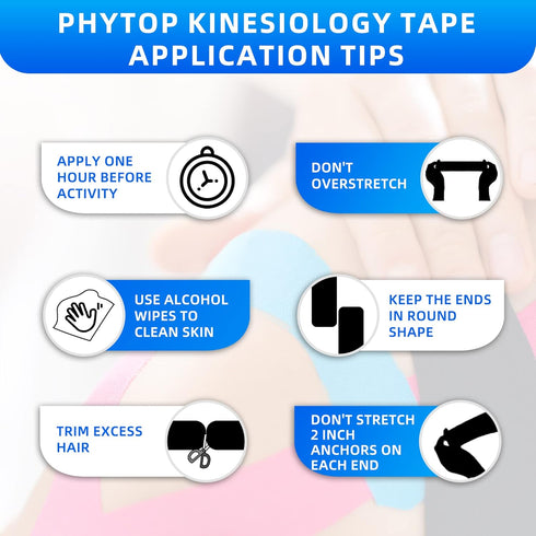 Kinesiology Tape Precut Strips - 4 Rolls Precut Muscle Support & Pain Relief Sport Tape, Waterproof & Breathable