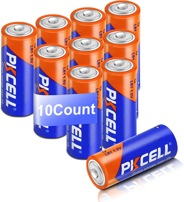 PKCELL 10 Counts 1.5V E90 LR1 MN9100 N Size Alkaline Batteries