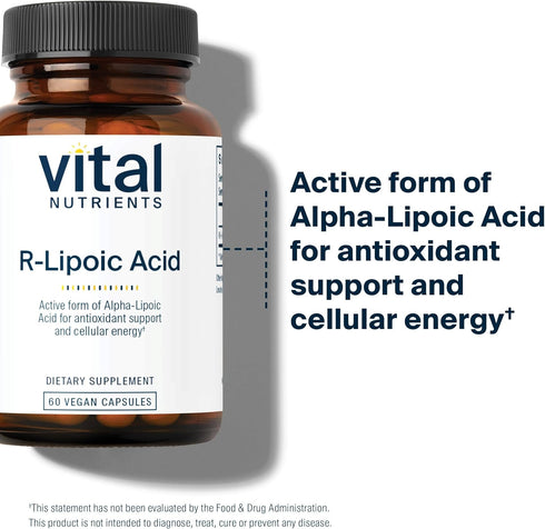 Vital Nutrients R-Lipoic Acid, Active Alpha-Lipoic Acid Antioxidant Supplement for Healthy Metabolism, 60 Capsules