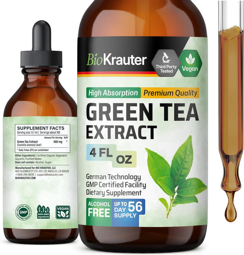 Green Tea Extract Tincture - Organic Green Tea Supplements with EGCG, Antioxidant & Immune Support, 4 Fl.Oz.