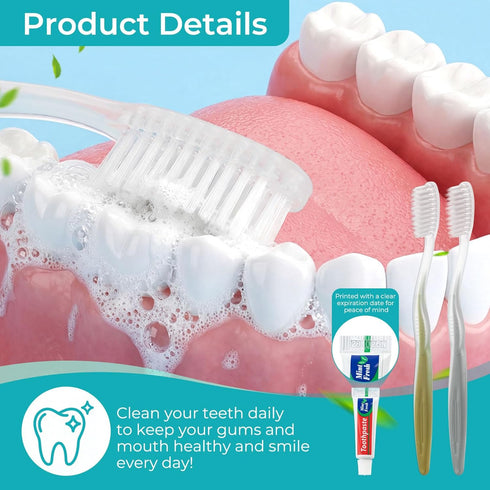 Packaged, (100-PACK) Disposable Toothbrushes with Toothpaste, Gold and Silver Toothbrush Disposable Bulk, Individually