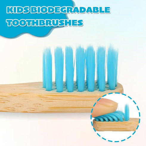 New Kids Bamboo Toothbrushes, 6 Pack, Organic Soft Bristle Biodegradable Children's Toothbrushes (Ages 3-12, Multicolor)