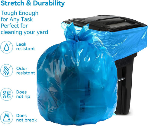 Uieogio 33-37 50 Count, Commercial 36x40 Inches,Thickened bags,(90cm100cm) Heavy Duty Trash Bags, blue, Gallon, Extra
