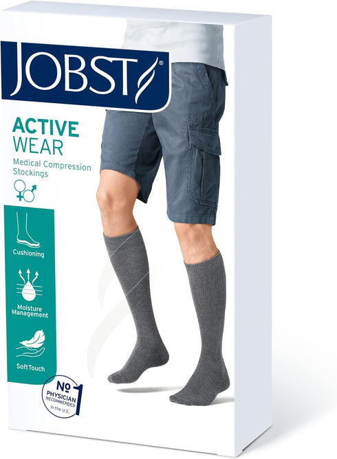JOBST Activewear Knee High Compression Socks, 20-30 mmHg, Small, Cool White