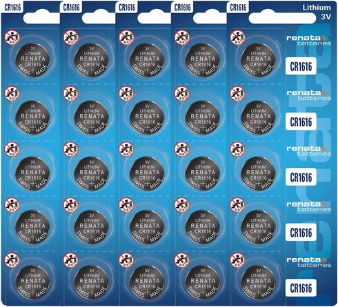 Renata CR1616 Batteries - 3V Lithium Coin Cell 1616 Battery, 25 Count