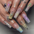 Long French Tip Press on Nails, 3D Pearl Fake Nails, Colorful Full Cover Acrylic Nails, Glossy Extra Long Stick on