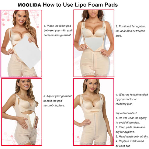 Moolida 3 Pack 8"X11" Lipo Foam - Post Surgery Ab Board for Use with Post Liposuction Surgery Flattening Abdominal