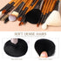 Makeup Brush Set: 15pcs Professional Makeup Brushes with Leather Button Bag - Foundation, Concealer, Kabuki, Blush,