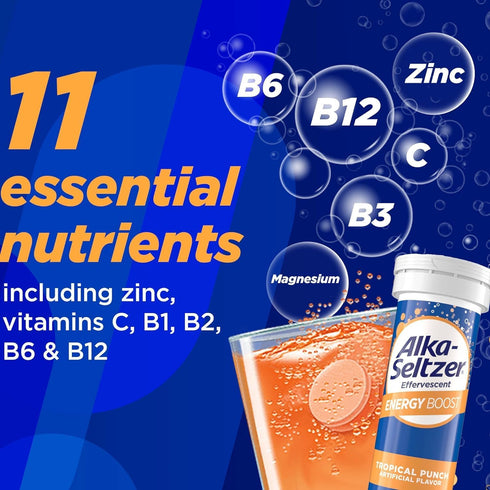 Alka-Seltzer Energy Boost: Caffeine & Guarana, 30ct Fizzy Tablets for Daily Energy Supplement