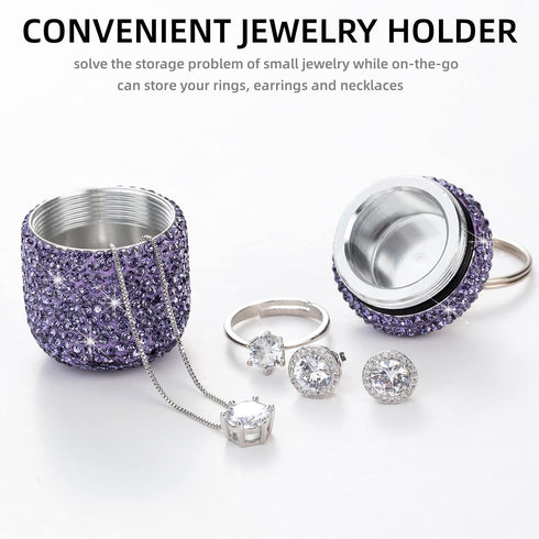 Bling Keychain Pill Holder, Small Pill Box for Purse, Portable Organizer Container for Capsule Vitamin Supplement