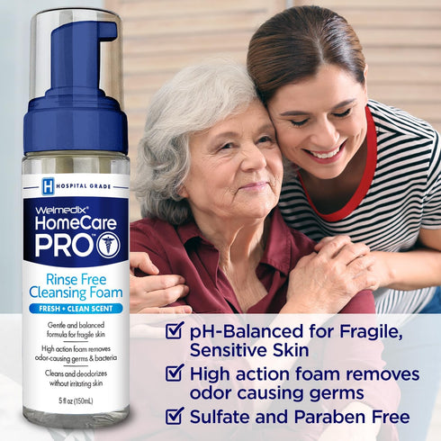 HomeCare PRO No Rinse Body Wash Cleansing Foam, 5oz - Easier Cleansing for Caregivers Managing Incontinence