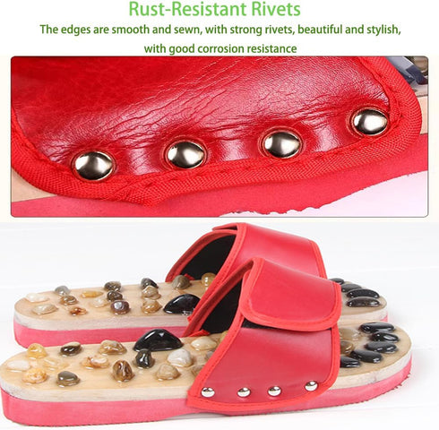 LHYILSWQ Reflexology Foot Massager Slipper Acupuncture Massage Sandals with Natural Stones Acupoint Massage Shiatsu