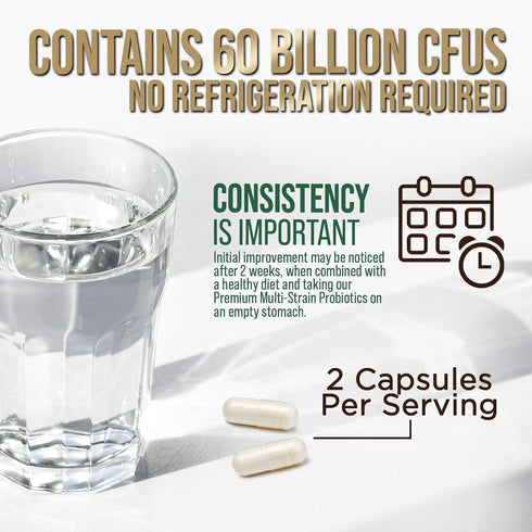 Daily Probiotics and Prebiotics, 60 Billion CFU, 120 Capsules, 10 Diverse Strains for Digestion, Vaginal & Immune Health