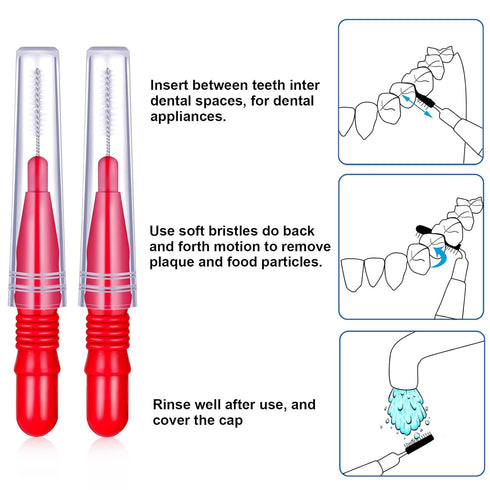 BBTO 100 Pcs Braces Dental Brush Flosser for Cleaner Interdental Brush Toothpick Dental Cleaning Tool