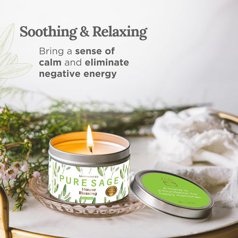 Magnificent 101 Long Lasting Pure White Sage Smudge Candle - 6 Oz - 35 Hour Burn Time | Smoke Free Candle to Cleanse