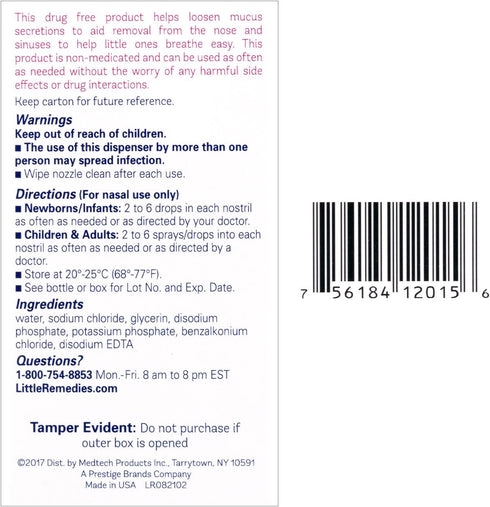 Little Remedies Saline Nasal Spray and Saline Drops for Baby and Newborn, 0.5 Fl Oz, 3 Pack