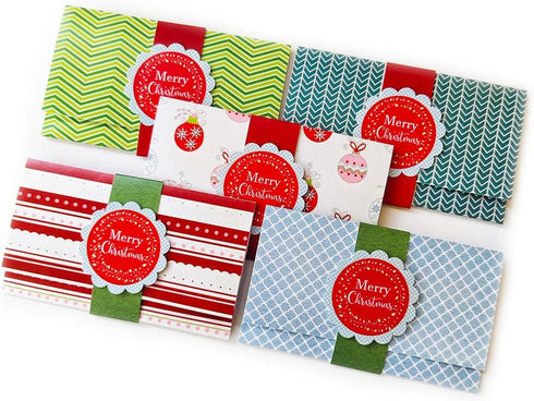 Set 5 Adore By Nat Christmas Holiday Gift Card or Money Holders - Merry Christmas Check Cash Envelopes