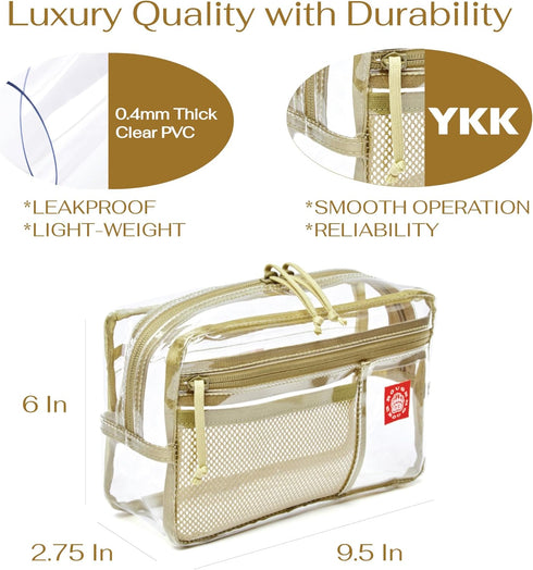Rough Enough Clear Toiletry Bag for Traveling Women, Large Stiff Makeup Cosmetic Organizer for Travel Size Toiletries