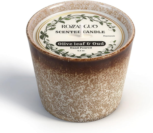 Rozzanguo Luxury Textured Ceramic Jar Scented Candle | Non Toxic 100% Natural Coconut