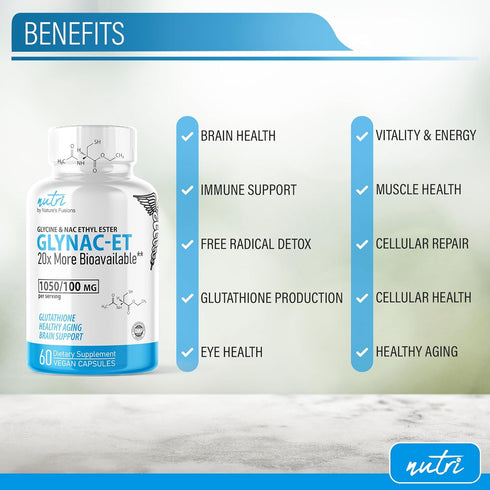 GlyNAC-ET NAC Supplement - 60 Capsules, N-Acetyl Cysteine Ethyl Ester, Boost Glutathione, Anti-Aging