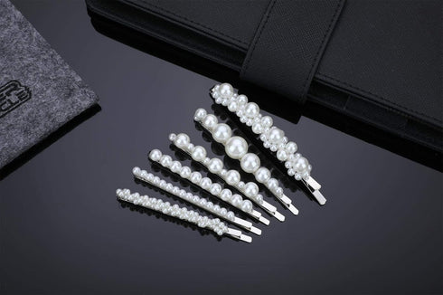 Pearl Hair Clips Barrettes, Silver Wedding Decorative Bobby Pins for Women Girls, 6pcs Hair Styling Accessories