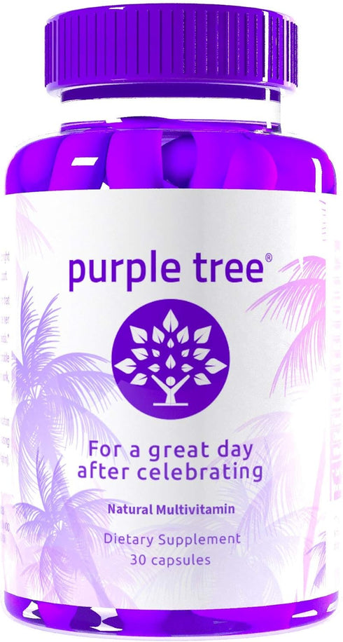 Purple Tree Post-Celebration Wellness Vitamins - 30 Pills for Liver Support, Rapid Hydration, Body Replenisher