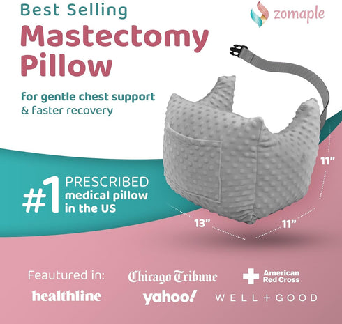 Pack Zomaple Mastectomy Recovery Pillow with Gel & Shower Lanyard Post-Op Essentials, Breast Augmentation/Reduction