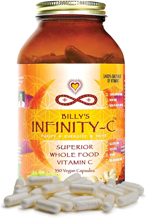 Infinity-C Organic Vitamin C Capsules | Whole Food 1000mg Vit C from Acerola, Camu Camu & Amla | Immune Support