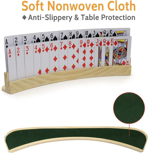 Set 4 13 1.9 2.4 Inch plusvivo of Curved Playing Cards Holders for Seniors Adults - Soild Wood Cards Holders