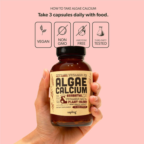 Calcium Supplement with Vitamin K2 & D3, Magnesium, Zinc, Boron - Whole Food Mineral Complex for Bone Strength - 90