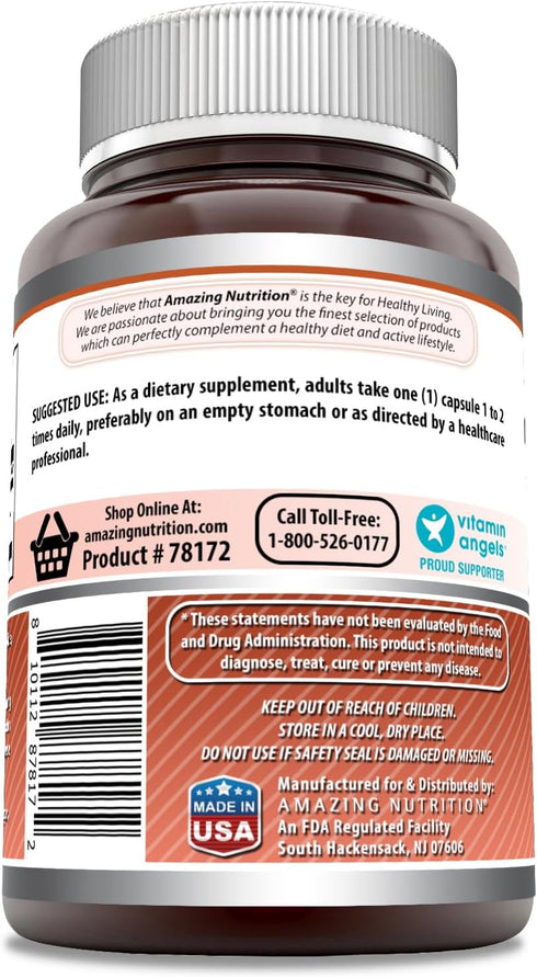Amazing Formulas L-Lysine 500 mg Capsules: Non-GMO Amino Acid Supplement, 120 Count