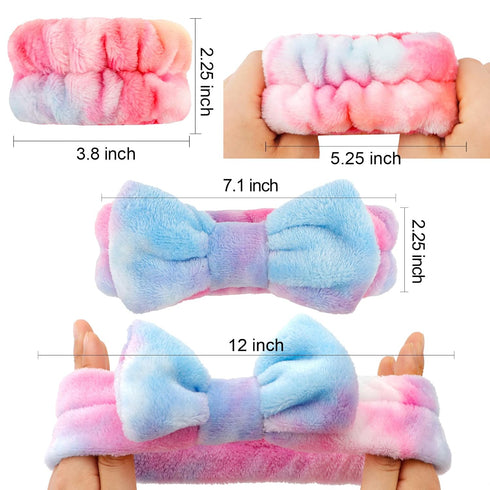 WHAVEL 6PCS Spa Headband and Wristband Set, Face Wash Headband Makeup Skincare Headband Wrist Bands for Washing Face