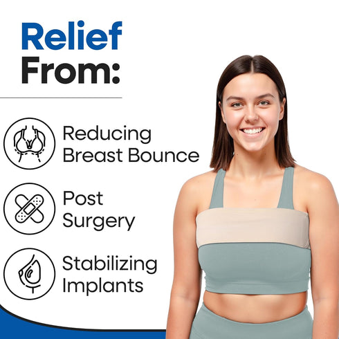 Post Op Breast Augmentation Band | Compression Wrap Chest Brace for Women | No Bounce Stabilizer Strap for Running