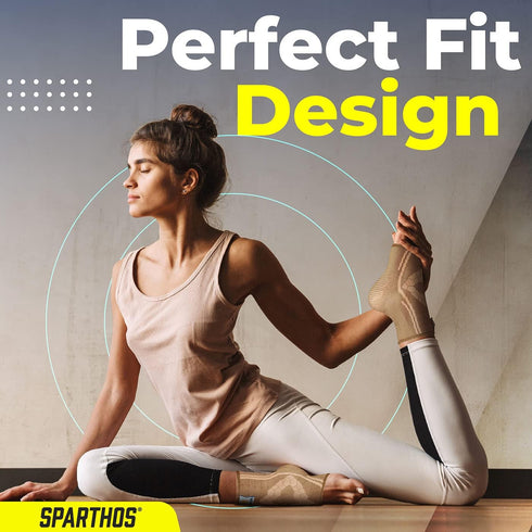 Sparthos Ankle Compression Socks (Pair) - Plantar Fasciitis Brace with Arch Support for Sports and Everyday Wear