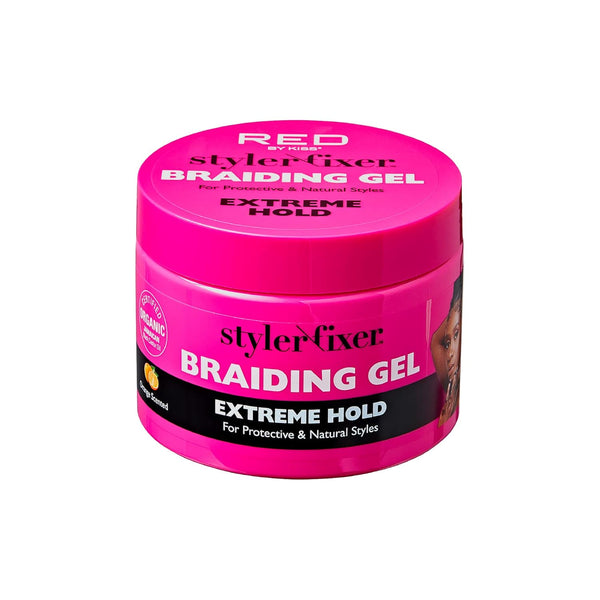 Red by Kiss Braiding Gel: Extreme Hold Styler for Box Braids & Cornrows, Hydrating, Long-Lasting Frizz Control