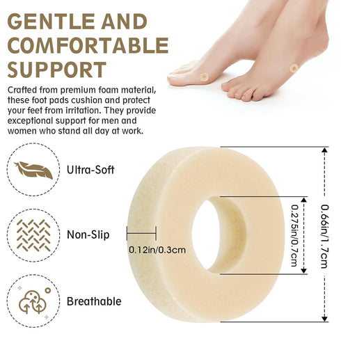 Taefuwr 60PCS Corn Cushions for Feet, Latex Sponge Foot Callus Pads, Corn Pads for Toes (Rotundity)