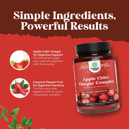 Slimming 180 Count Cleansing Apple Cider Vinegar Capsules - ACV Deep Cleanse and Detox Pills for Gut and Digestive