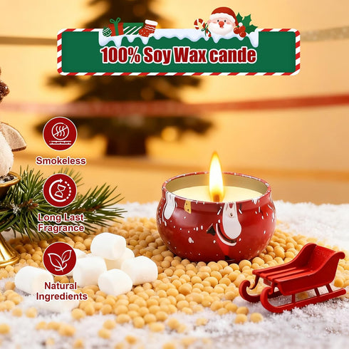 Obcxin 12 Pack, 100% Christmas Scented Candle Gift Christmas Candles for Home Scented, Natural Soy Wax Long Lasting Jar