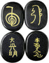 4 Pcs Black Obsidian Engraved Chakra Stones Healing Crystal Reiki Balancing Palm Stone - 25mm